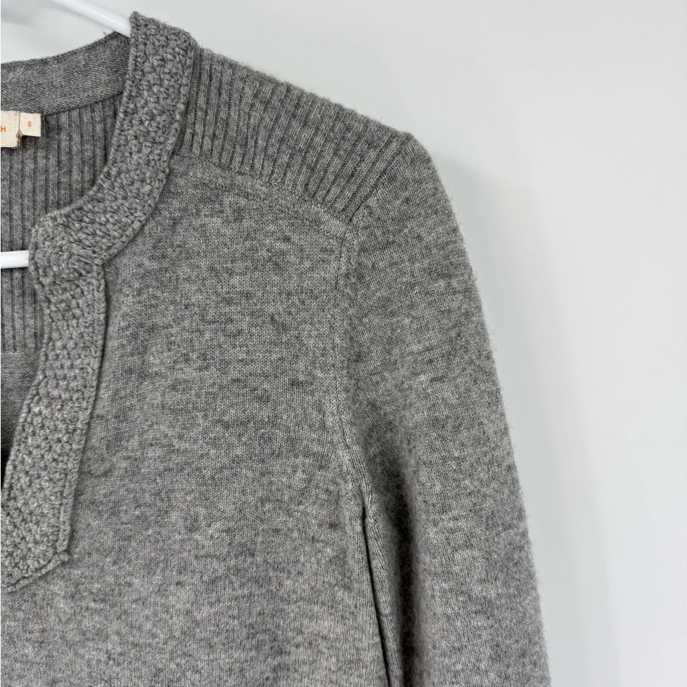 Tory Burch Lizzie Tunic V-Neck 100% Cashmere Sweater, Graphite Grey, Size‎ S